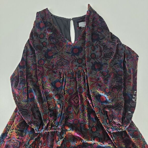 Anthropologie Mona Burnout Velvet Mini Dress Boho Paisley Bohemian Womens Sz XS - Picture 10 of 16
